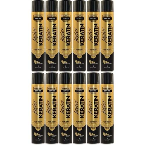 Jagler Saç Spreyi 400ML Keratinli Keratin Strong Hold - Minarelli - Ekstra Sert (12 Li Set)