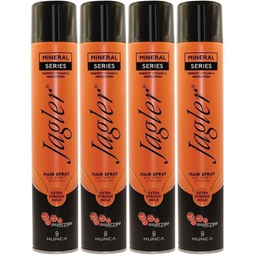 Jagler Saç Spreyi 400ML Extra Strong Hold - Ekstra Güçlü Tutuş (Turuncu) (4 Lü Set)