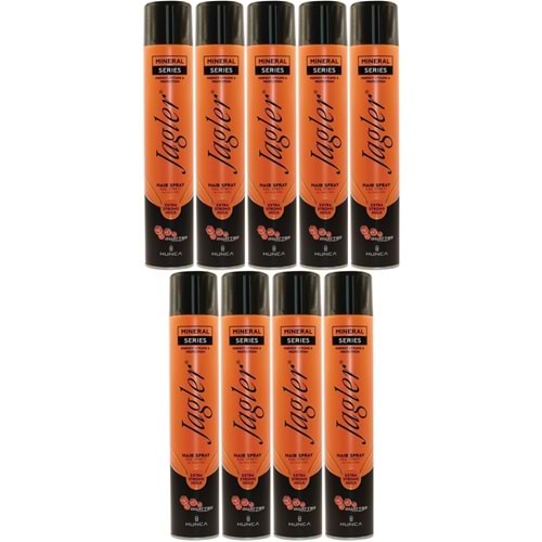 Jagler Saç Spreyi 400ML Extra Strong Hold - Ekstra Güçlü Tutuş (Turuncu) (9 Lu Set)
