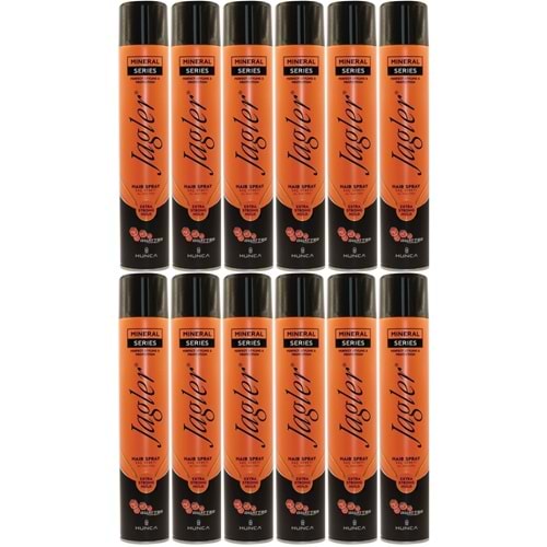 Jagler Saç Spreyi 400ML Extra Strong Hold - Ekstra Güçlü Tutuş (Turuncu) (12 Li Set)