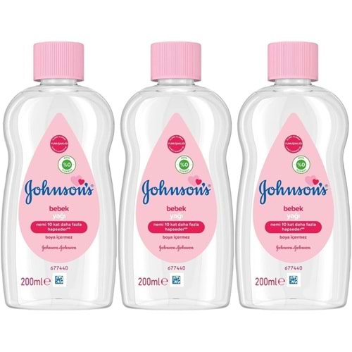 Johnsons Baby Bebek Yağı 200ML Nemlendirici (Pembe) (3 Lü Set)
