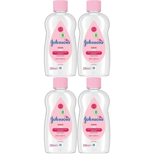 Johnsons Baby Bebek Yağı 200ML Nemlendirici (Pembe) (4 Lü Set)