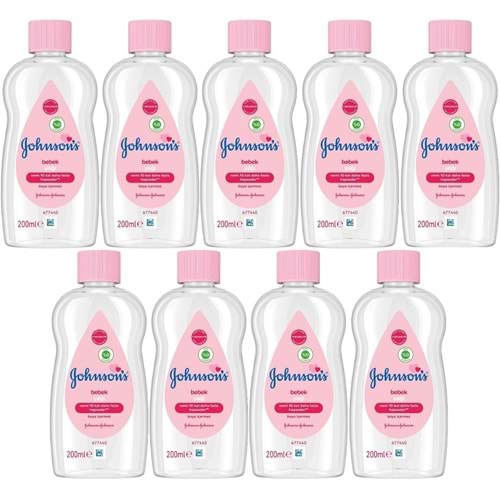 Johnsons Baby Bebek Yağı 200ML Nemlendirici (Pembe) (9 Lu Set)