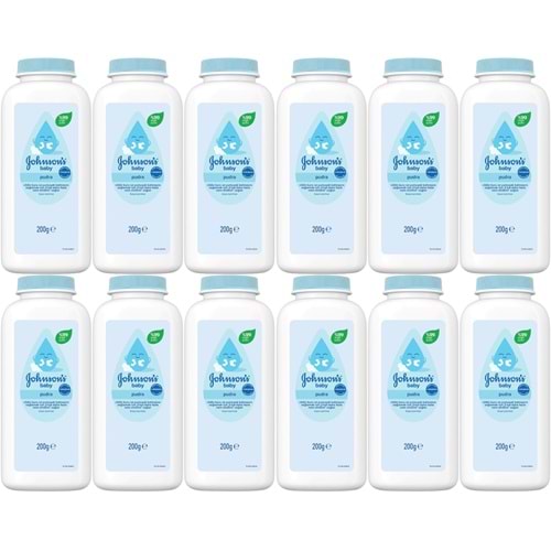 Johnsons Baby Bebek Pudrası 200GR Klasik (%99 Doğal) (12 Li Set)