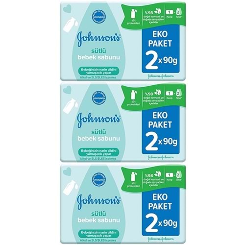 Johnsons Baby Bebek Sabunu 90GR Sütlü 6 Lı Set (3PK*2)