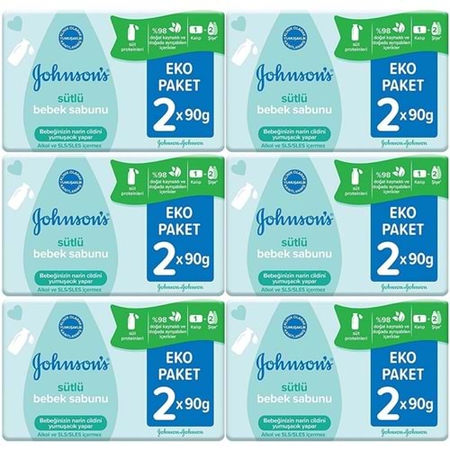 Johnsons Baby Bebek Sabunu 90GR Sütlü 12 Li Set (6PK*2)
