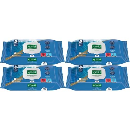Komili Islak Havlu Mendil 90 Yaprak Okyanus Esintisi (4 Lü Set) Pratik Kapaklı (360 Yaprak)