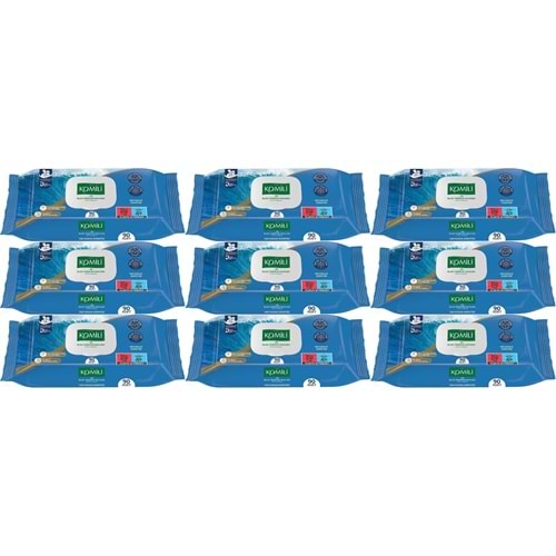 Komili Islak Havlu Mendil 90 Yaprak Okyanus Esintisi (9 Lu Set) Pratik Kapaklı (810 Yaprak)