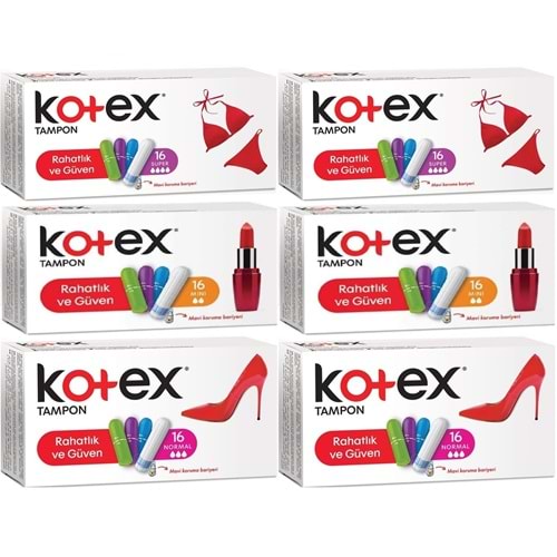 Kotex Tampon Süper - Mini - Normal 96 Lı Karma Set (6PK*16)
