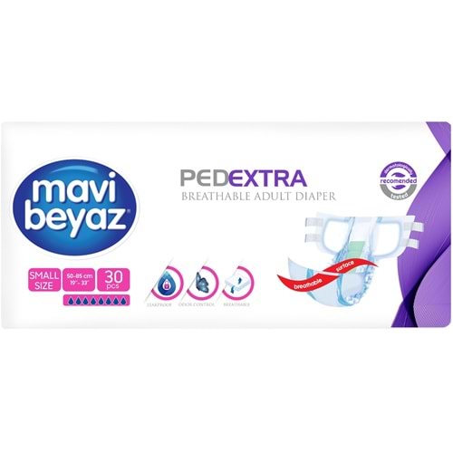 Mavi Beyaz Ped Ekstra Tekstil Yüzeyli Yetişkin Bel Bantlı Hasta Bezi Small Küçük 240 Adet
