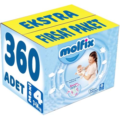 Molfix Bebek Bezi 4 Beden 7-14 KG Maxi 372 Adet Ekstra Fırsat Pk