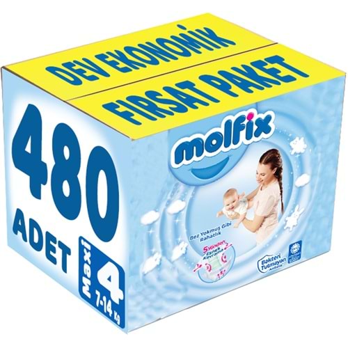 Molfix Bebek Bezi 4 Beden 7-14 KG Maxi 496 Adet Dev Ekonomik Fırsat Pk