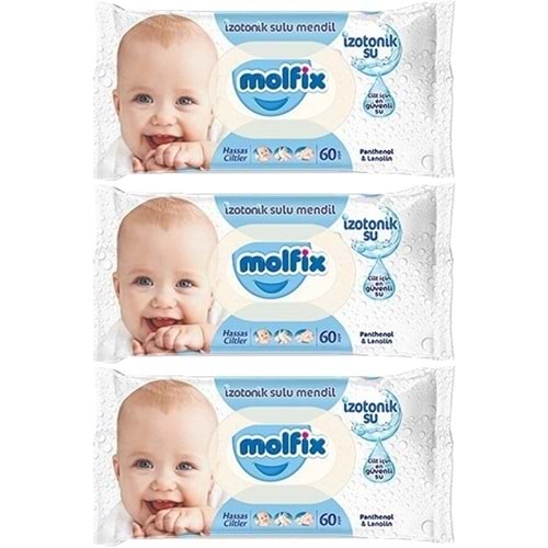 Molfix Islak Havlu Mendil İzotonik Hassas Ciltler 3 Lü Set 60 Yaprak Plastik Kapaklı