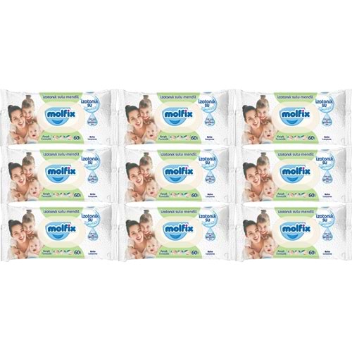 Molfix Islak Havlu Mendil İzotonik Ferah Temizlik 9 Lu set 60 Yaprak Plastik Kapaklı