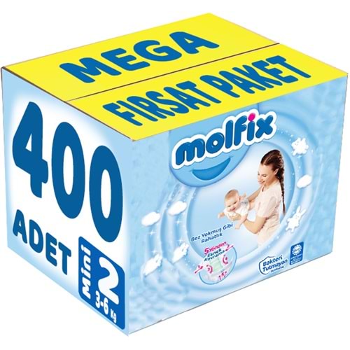Molfix Bebek Bezi Beden:2 (3-6Kg) Mini 400 Adet Mega Fırsat Pk