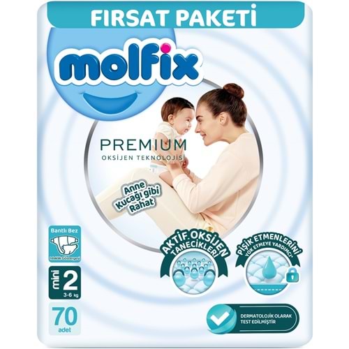 Molfix Premium Bebek Bezi Beden:2 (3-6KG) Mini 350 Adet Mega Ultra Fırsat Pk