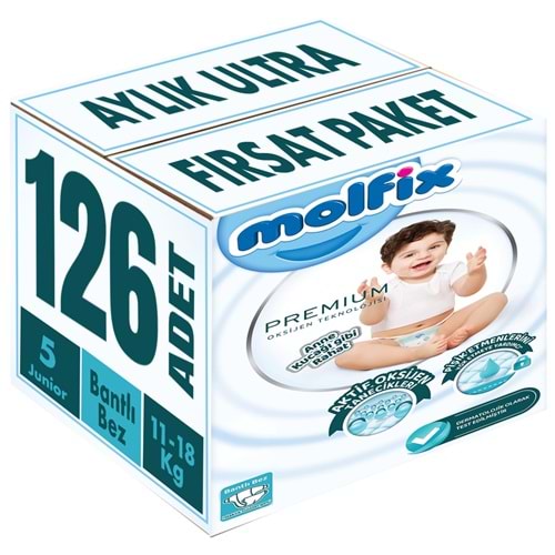 Molfix Premium Bebek Bezi Beden:5 (11-18KG) Junior 126 Adet Aylık Ultra Fırsat Pk