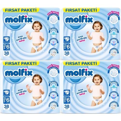Molfix Bebek Bezi Beden:6 (15+KG) Extra Large 152 Adet Avantaj Fırsat Pk