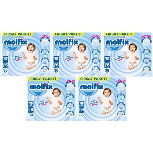 Molfix Bebek Bezi Beden:6 (15+KG) Extra Large 190 Adet Mega Fırsat Pk