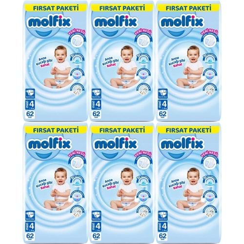 Molfix Bebek Bezi Beden:4 (7-14KG) Maxi 372 Adet Ekstra Fırsat Pk