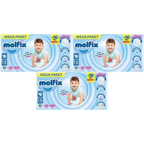 Molfix Bebek Bezi Beden:5 (11-18KG) Junior 300 Adet Mega Aylık Fırsat Pk