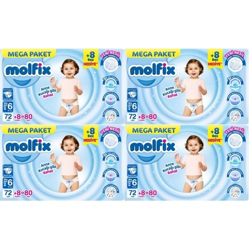Molfix Bebek Bezi Beden:6 (15+KG) Extra Large 320 Adet Mega Avantaj Fırsat Pk