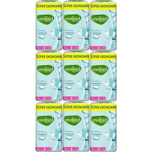Molped Antibakteriyel Hijyenik Ped Uzun 180 Adet Süper Ekonomik Pk (9PK*20)