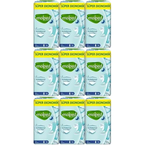 Molped Antibakteriyel Hijyenik Ped Gece 162 Adet Süper Ekonomik Pk (9PK*18)