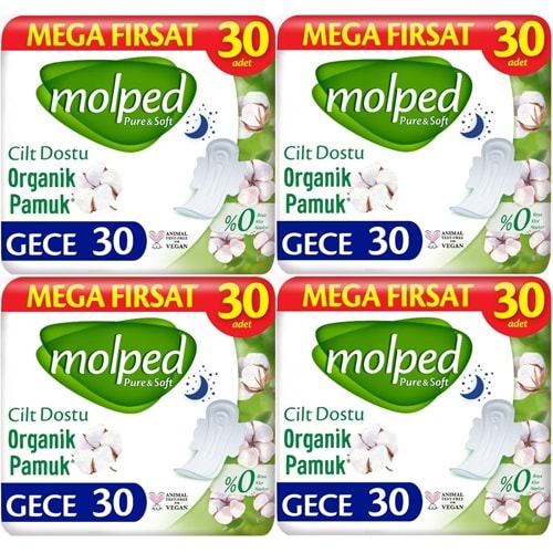 Molped Pure&Soft Hijyenik Ped Gece 120 (4PK*30) Adet Mega Pk