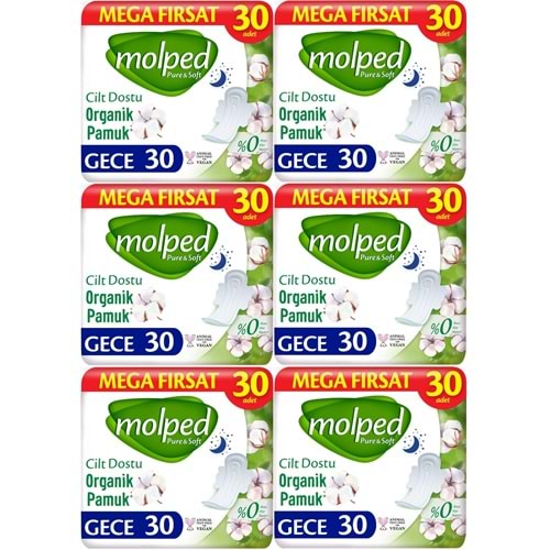 Molped Pure&Soft Hijyenik Ped Gece 180 (6PK*30) Adet Mega Pk