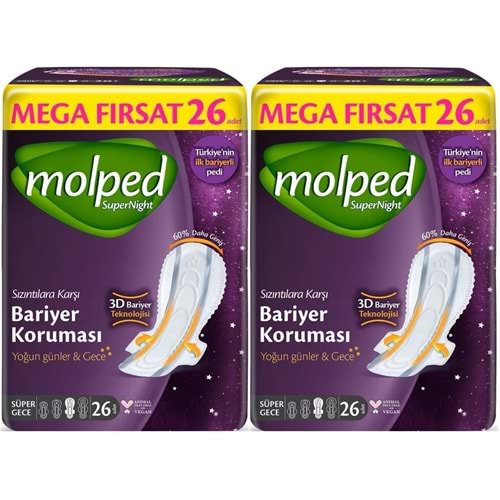 Molped Süper Night Hijyenik Ped Süper Gece 52 Adet Mega Fırsat Pk