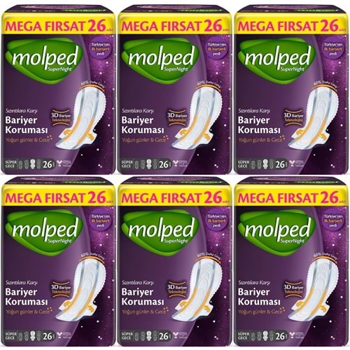 Molped Süper Night Hijyenik Ped Süper Gece 156 Adet Mega Fırsat Pk