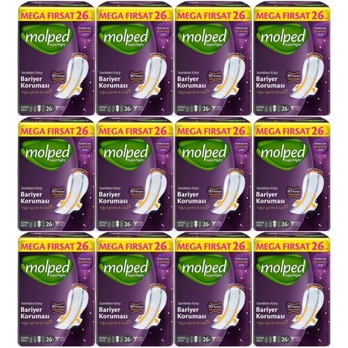 Molped Süper Night Hijyenik Ped Süper Gece 312 Adet Mega Fırsat Pk