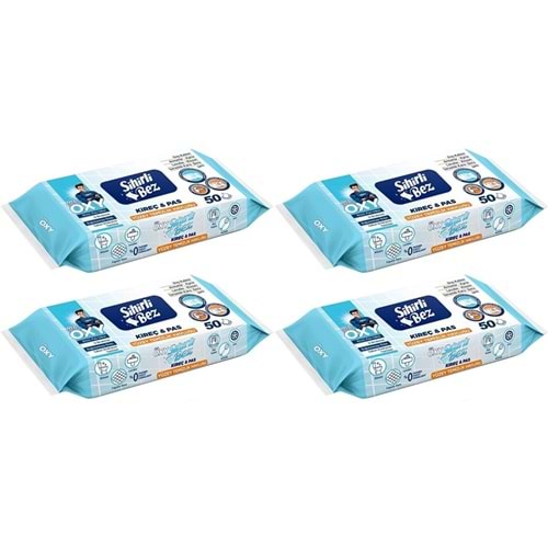 Mr. Oxy Sihirli Bez Kireç & Pas Yüzey Temizlik Havlusu 50 Yaprak Plastik Kapaklı (4 Lü Set) 200 Yprk