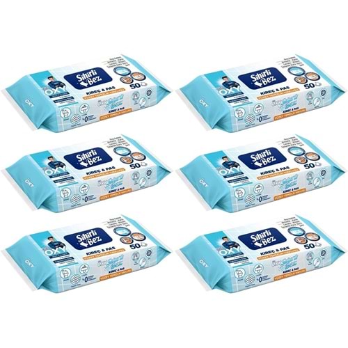 Mr. Oxy Sihirli Bez Kireç & Pas Yüzey Temizlik Havlusu 50 Yaprak Plastik Kapaklı (6 Lı Set) 300 Yprk