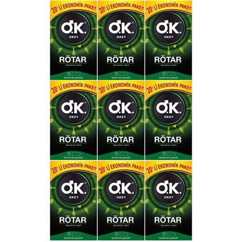Okey Prezervatif 180 Adet Rötar (Geciktirici Etkili) Ekonomik Pk (9PK*20)