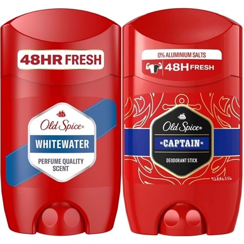 Old Spice WhiteWater & Captain Stick Roll-On Men/Erkek Deodorant 50ML (Karma 2 Li Set)