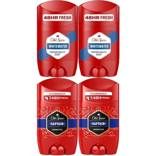 Old Spice WhiteWater & Captain Stick Roll-On Men/Erkek Deodorant 50ML (Karma 4 Lü Set)