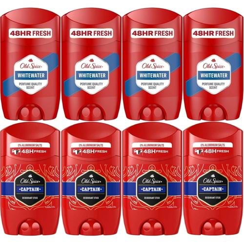 Old Spice WhiteWater & Captain Stick Roll-On Men/Erkek Deodorant 50ML (Karma 8 Li Set)