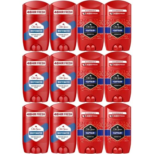 Old Spice WhiteWater & Captain Stick Roll-On Men/Erkek Deodorant 50ML (Karma 12 Li Set)