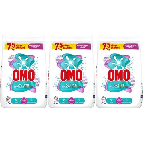Omo Matik Çamaşır Deterjanı 22.5KG Beyaz ve Color/Renkliler (150 Yıkama) (3PK*7.5KG)