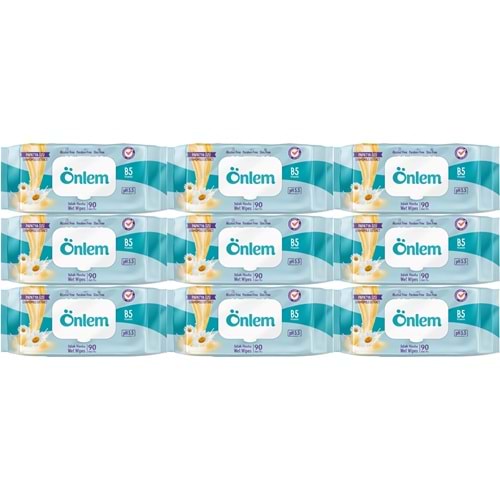 Önlem Islak Havlu Mendil 90 Yaprak Papatya Özü (9 Lu Set) Plastik Kapaklı 810 Yaprak