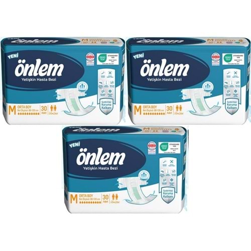 Önlem Yetişkin Bezi Bel Bantlı Tekstil Yüzey M - Medium - Orta 90 Adet (3PK*30)