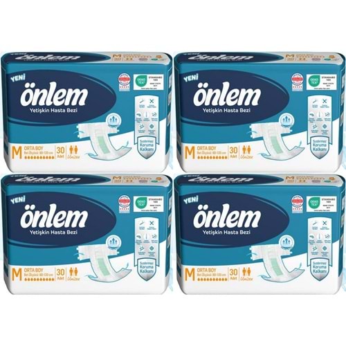 Önlem Yetişkin Bezi Bel Bantlı Tekstil Yüzey M - Medium - Orta 120 Adet (4PK*30)