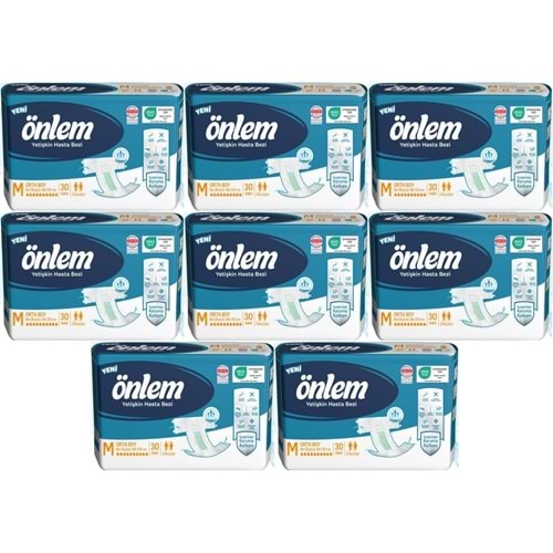 Önlem Hasta Bezi Bel Bantlı Tekstil Yüzey M - Medium - Orta 240 Adet (8PK*30)