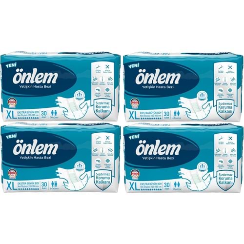 Önlem Yetişkin Bezi Bel Bantlı Tekstil Yüzey XL - Extra Large - Ekstra Büyük 120 Adet (4PK*30)