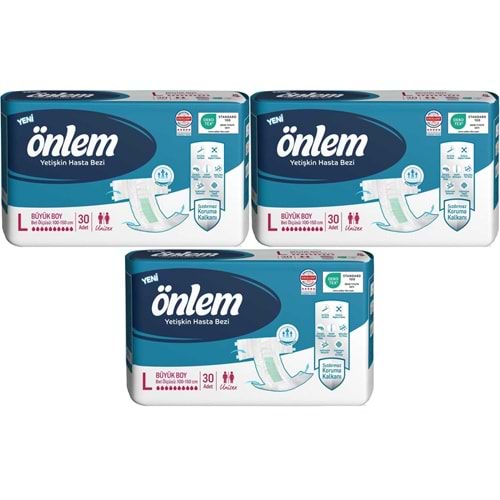 Önlem Yetişkin Bezi Bel Bantlı Tekstil Yüzey L - Large - Büyük 90 Adet (3PK*30)