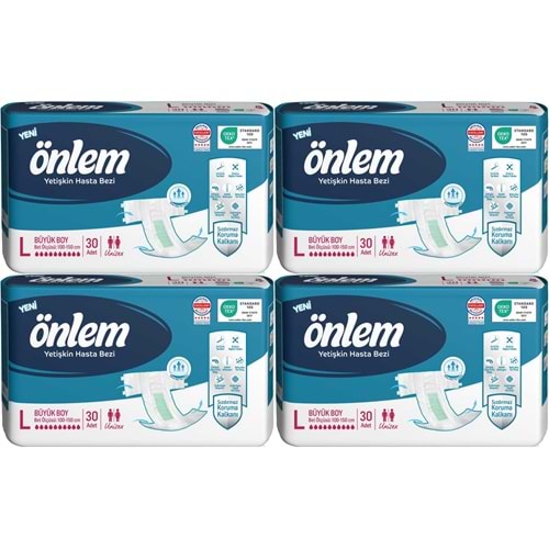 Önlem Hasta Bezi Bel Bantlı Tekstil Yüzey L - Large - Büyük 120 Adet (4PK*30)