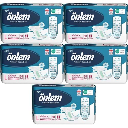 Önlem Hasta Bezi Bel Bantlı Tekstil Yüzey L - Large - Büyük 150 Adet (5PK*30)