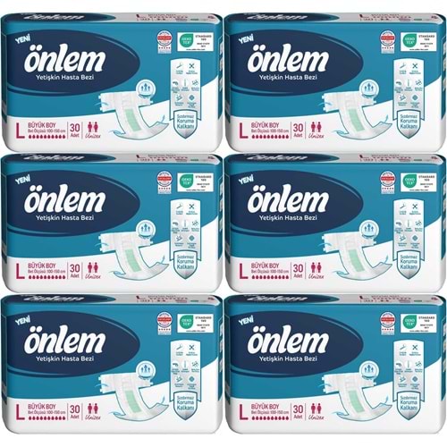 Önlem Hasta Bezi Bel Bantlı Tekstil Yüzey L - Large - Büyük 180 Adet (6PK*30)